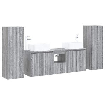 Vidaxl Komplet omaric za kopalnico 5 kos Siva Sonoma 136 x 35 x 80 cm