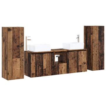 Vidaxl Komplet omaric za kopalnico 5 kos Star les 136 x 35 x 80 cm
