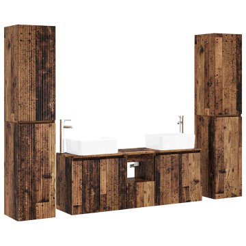 Vidaxl Komplet omaric za kopalnico 5 kos Star les 33 x 34,5 x 160 cm