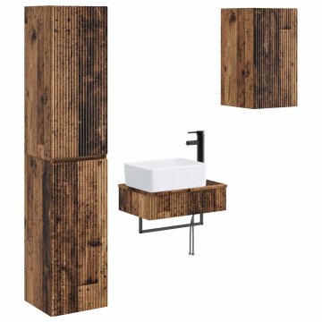Vidaxl Komplet omaric za kopalnico 3 kos Star les 33 x 34,5 x 160 cm