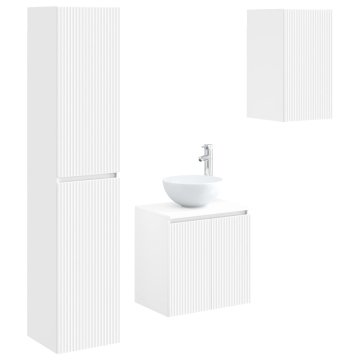 Vidaxl Komplet omaric za kopalnico 3 kos Bela 33 x 34,5 x 160 cm