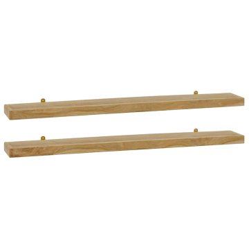 Vidaxl Stenske police 2 kosa 110x15x4 cm trdna tikovina