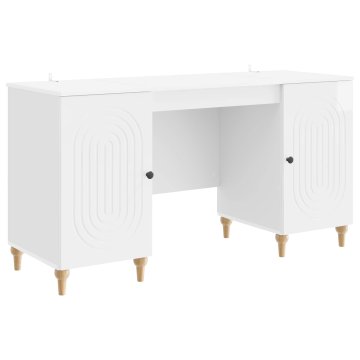 Vidaxl Miza bela visok sijaj 142,5 x 50 x 75 cm Inženirski les
