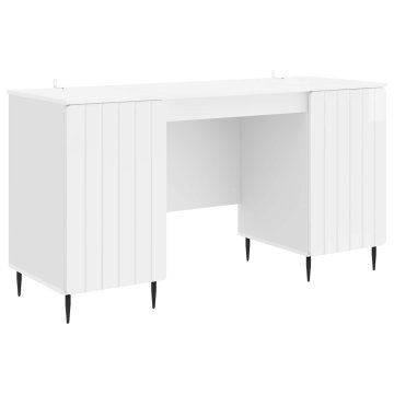 Vidaxl Miza Bela visok sijaj 142,5 x 50 x 75 cm Inženirski les