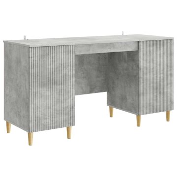 Vidaxl Miza s polico Betonsko siva 142,5 x 50 x 75 cm Inženirski les