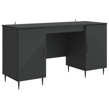 Vidaxl Miza Črna 142,5 x 50 x 75 cm Inženirski les