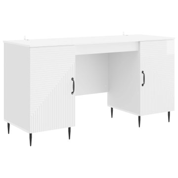 Vidaxl Miza Bela visok sijaj 142,5 x 50 x 75 cm Inženirski les