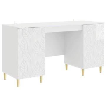Vidaxl Miza Bela visok sijaj 142,5 x 50 x 75 cm Inženirski les