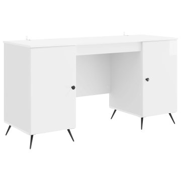 Vidaxl Miza Bela visok sijaj 142,5 x 50 x 75 cm Inženirski les