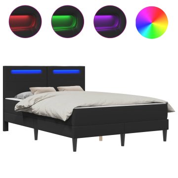 Vidaxl Posteljni okvir z vzmetnico Črna 140 x 200 cm Umetno usnje