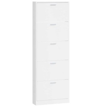 Vidaxl Omarica za čevlje visok sijaj bela 59x17x169 cm inženirski les