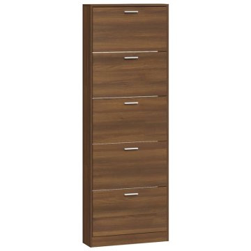 Vidaxl Omarica za čevlje rjav hrast 59x17x169 cm inženirski les