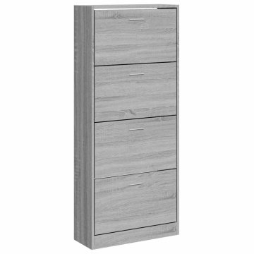 Vidaxl Omarica za čevlje siva sonoma 63x24x147 cm inženirski les