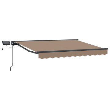 Vidaxl Ročna tenda s solarnimi LED lučkami 3,5 x 2 m Taupe