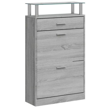 Vidaxl Omarica za čevlje siva sonoma 63x24x104 cm inženirski les