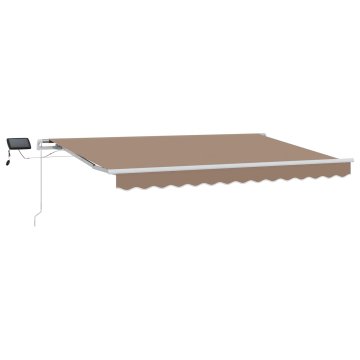 Vidaxl Ročna tenda s solarnimi LED lučkami 4 x 3 m Taupe