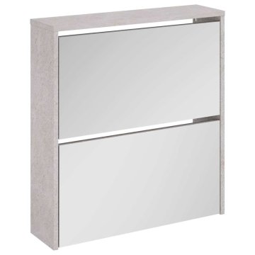 Vidaxl Omarica za čevlje z ogledalom 2-nadstropna bet. siva 63x17x67cm