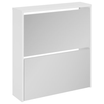 Vidaxl Omarica za čevlje z ogledalom 2-nadstropna bela 63x17x67 cm