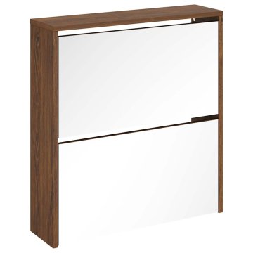 Vidaxl Omarica za čevlje z ogledalom 2-nadstropna 63x17x67 cm
