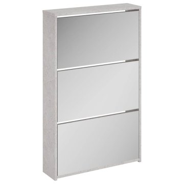 Vidaxl Omarica za čevlje z ogledalom 3-nadstropna siva 63x17x102,5 cm