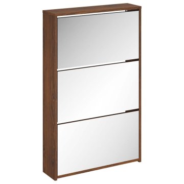 Vidaxl Omarica za čevlje z ogledalom 3-nadstropna hrast 63x17x102,5 cm