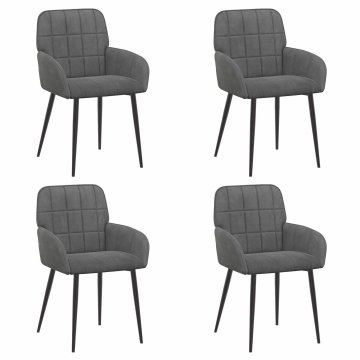 Vidaxl Jedilni stoli 4 kos Žamet Temno siva 56.5 x 50 x 85 cm