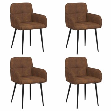 Vidaxl Jedilni stoli 4 kos Umetno nubuk usnje Rjava 59 x 56,5 x 85 cm