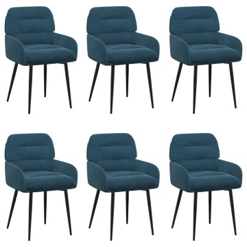 Vidaxl Jedilni stoli 6 kos Žamet Modra 59 x 59,5 x 90 cm