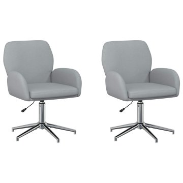 Vidaxl Vrteči pisarniški stoli 2 kos Blago 54 x 58 x 90 cm Svetlo siva