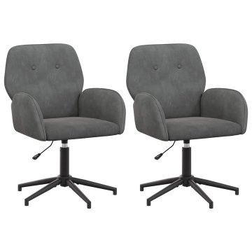 Vidaxl Vrteči pisarniški stoli 2 kos Žamet 54 x 55 x 90 cm Temno siva