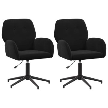 Vidaxl Vrteči pisarniški stoli 2 kos Žamet 54 x 55 x 90 cm Črna