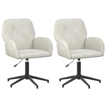 Vidaxl Vrteči pisarniški stoli 2 kos Žamet 54 x 55 x 90 cm Krem