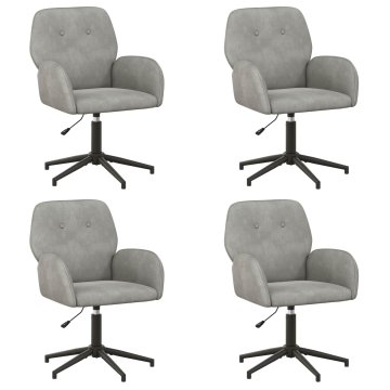 Vidaxl Vrteči pisarniški stoli 4 kos Žamet 54 x 55 x 90 cm Svetlo siva