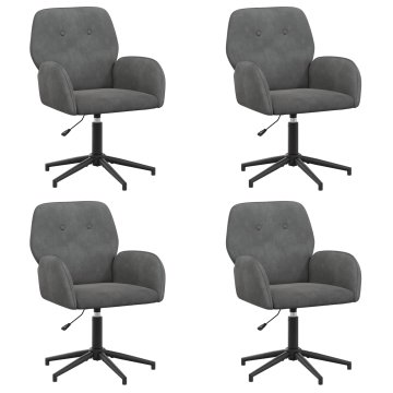 Vidaxl Vrteči pisarniški stoli 4 kos Žamet 54 x 55 x 90 cm Temno siva