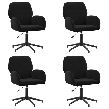 Vidaxl Vrteči pisarniški stoli 4 kos Žamet 54 x 55 x 90 cm Črna