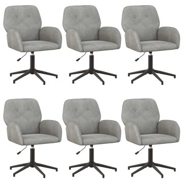 Vidaxl Vrteči pisarniški stoli 6 kos Žamet 54 x 55 x 90 cm Svetlo siva