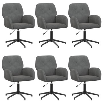 Vidaxl Vrteči pisarniški stoli 6 kos Žamet 54 x 55 x 90 cm Temno siva