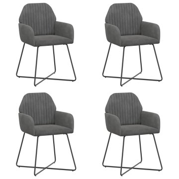 Vidaxl Jedilni stoli 4 kos Žamet Temno siva 55 x 50 x 84 cm