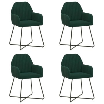 Vidaxl Jedilni stoli 4 kos Žamet Temno zelena 55 x 50 x 84 cm