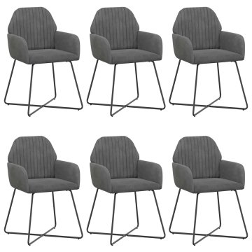 Vidaxl Jedilni stoli 6 kos Žamet Temno siva 55 x 50 x 84 cm