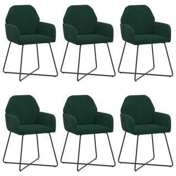 Vidaxl Jedilni stoli 6 kos Žamet Temno zelena 55 x 50 x 84 cm