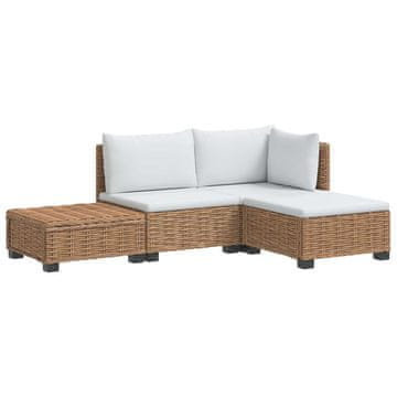 Vidaxl 4 kos Ratan lounge set s blazinami GENDT Naravni rattan Naravna