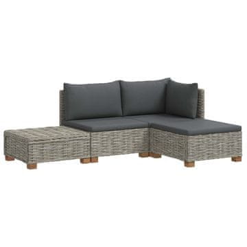 Vidaxl 4 kos Ratan lounge set s blazinami GENDT Naravni rattan
