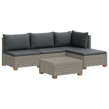 Vidaxl 5 kos Ratan lounge set s blazinami GENDT Naravni rattan