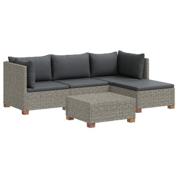 Vidaxl 5 kos Ratan lounge set s blazinami GENDT Naravni rattan