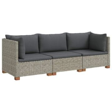 Vidaxl 3 kos Ratan lounge set s blazinami GENDT Naravni rattan