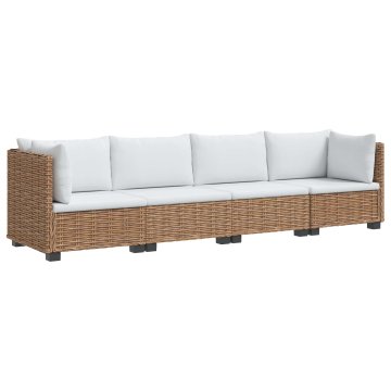 Vidaxl 4 kos Ratan lounge set s blazinami GENDT Naravni rattan Naravna