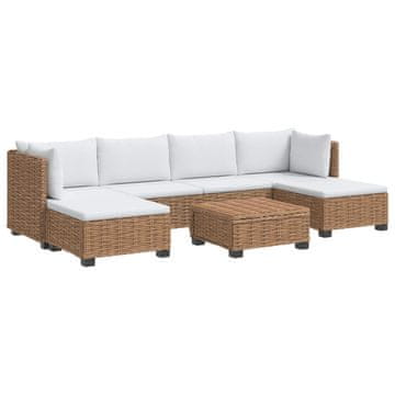 Vidaxl 7 kos Ratan lounge set s blazinami GENDT Naravni rattan Naravna