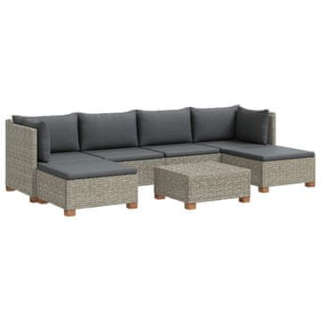 Vidaxl 7 kos Ratan lounge set s blazinami GENDT Naravni rattan