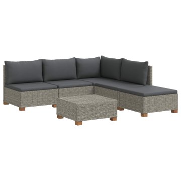 Vidaxl 6 kos Ratan lounge set s blazinami GENDT Naravni rattan
